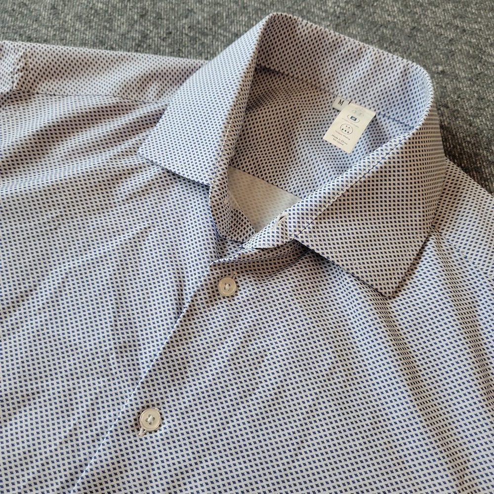 State & Liberty Shirt Men's Medium Blue Geometric Performance Wicking Stretch